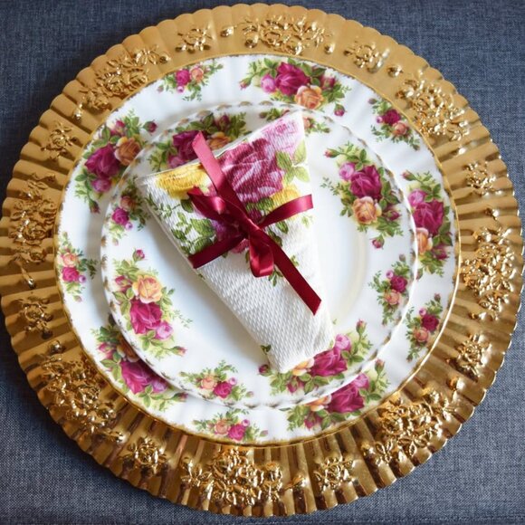 Royal Albert Old Country Roses Floral Burlap Drawstring Bag Extremely Rare - Picture 1 of 3